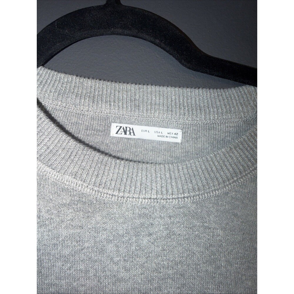 Zara Soft Knit‎ Crewneck Sweater L Gray Oversized Comfy Leisure - Picture 2 of 6